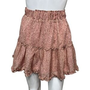 Indikah Skirt Women XS Pink Cheetah Leopard Print Ruffle Flounce High Waist Mini